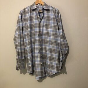 Peter Millar 100% Cotton Men’s Medium Blue Plaid Button Down Shirt